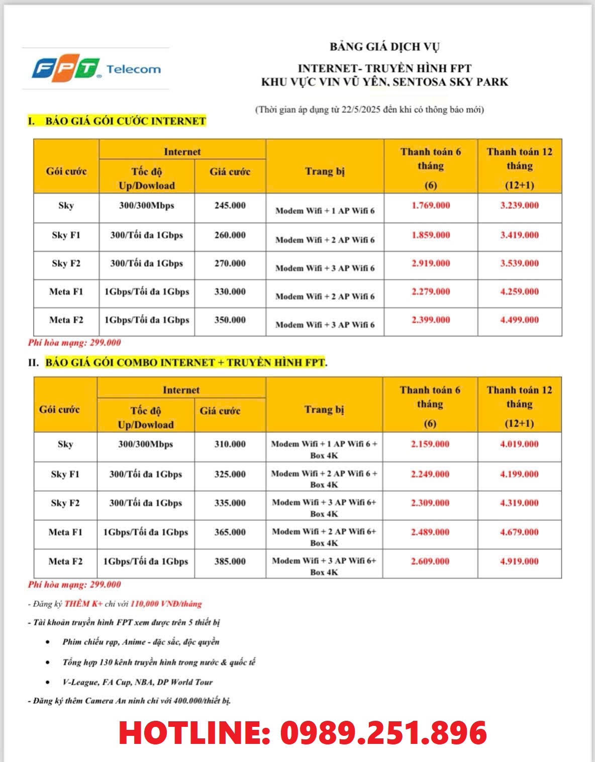 số tổng đài lắp mạng FPT Vin Vũ Yên Hải Phòng
